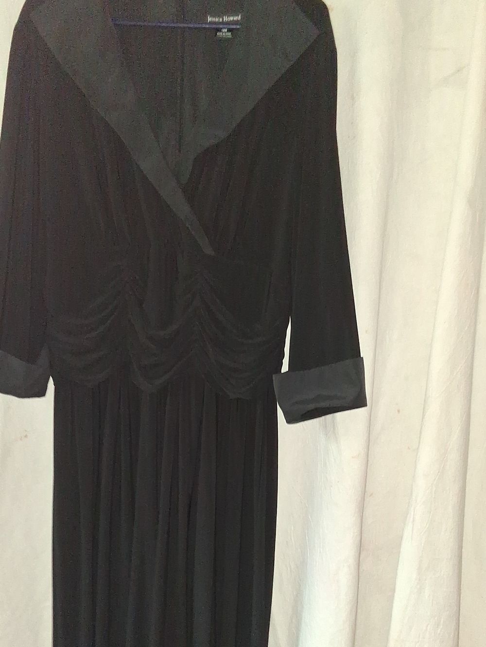 Jessica Howard Black Long Sleeve Ruched Waist Pantsuit